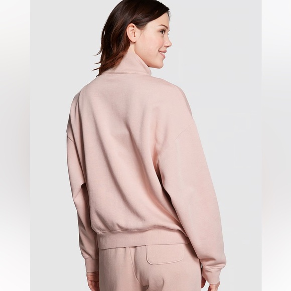 VS PINK Ivy Fleece Full-Zip Sweatshirt Large Wanna Be Pink NEW - Picture 2 of 6